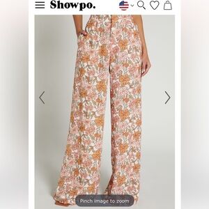 Amalie by Showpo Linen Floral High-Rise Wide-Leg Pant - Size US 14 - NWT